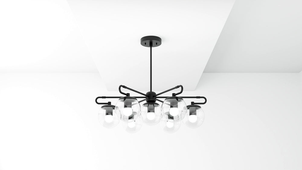 Raleigh - Modern Glass Globe 7 Light Chandelier