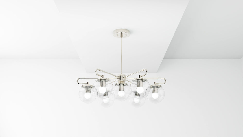 Raleigh - Modern Glass Globe 7 Light Chandelier