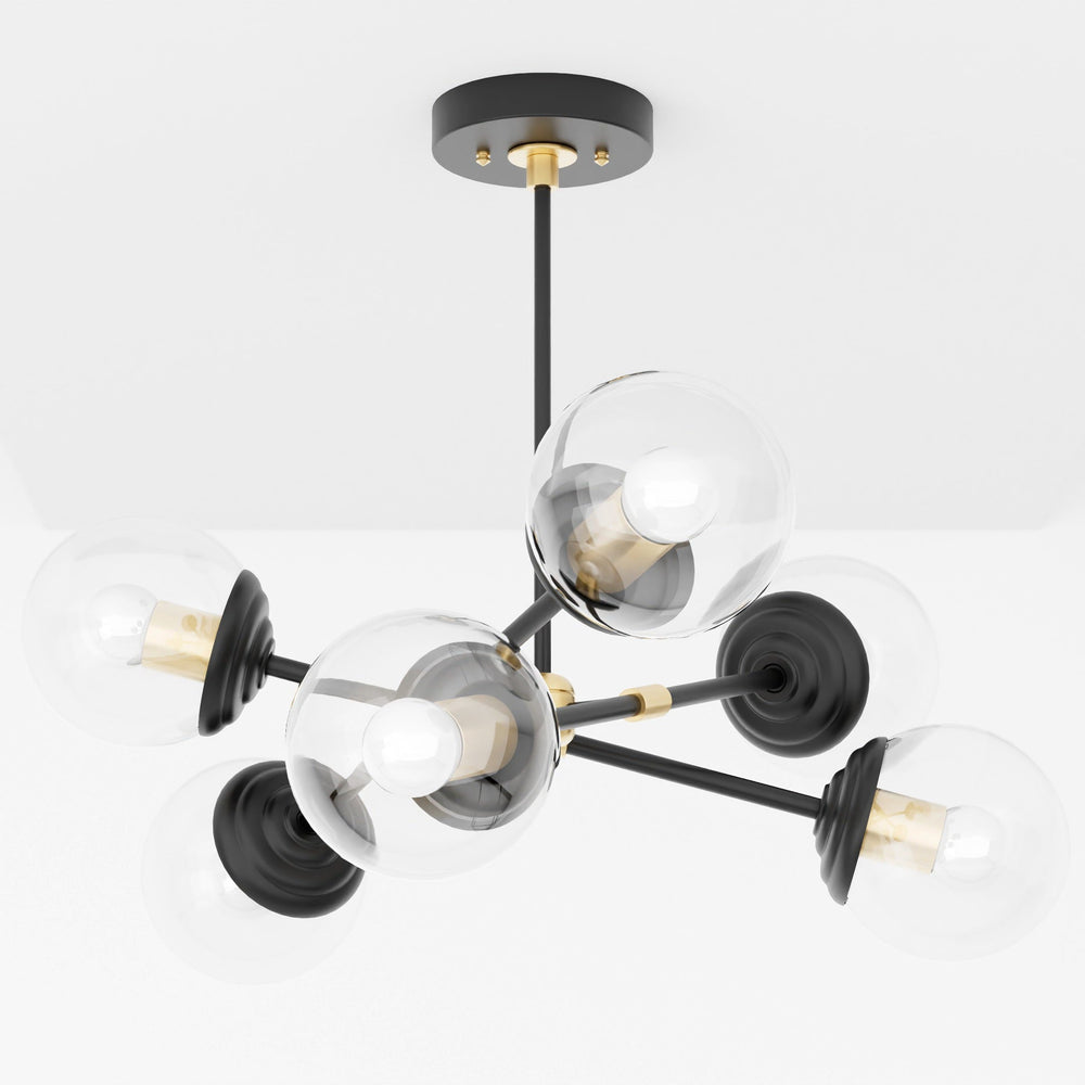 Rouen - Modern Glass Globe 6 Light Chandelier