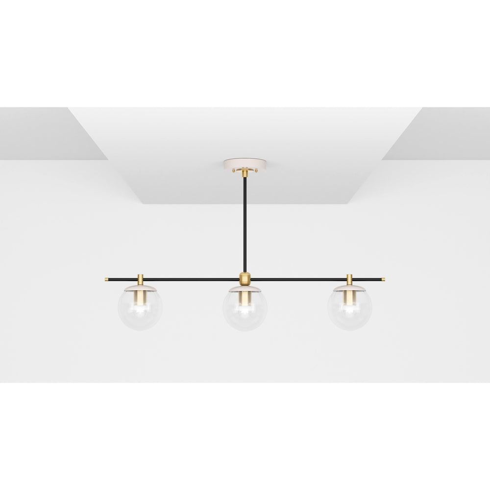 Sioux - Modern Glass Globe 3 Light Linear Chandelier