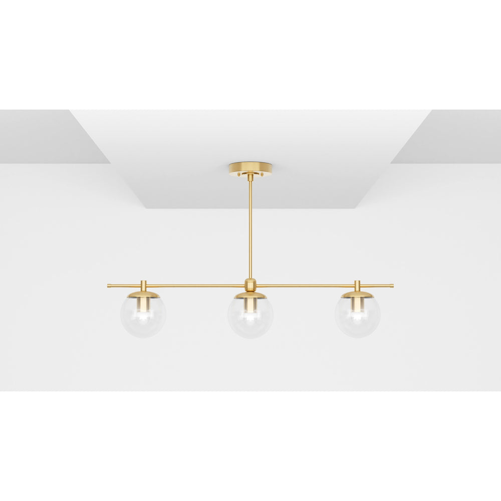 Sioux - Modern Glass Globe 3 Light Linear Chandelier