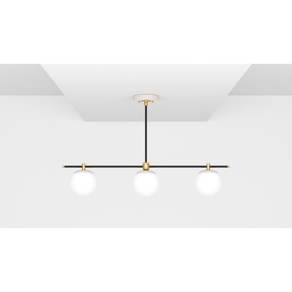 Sioux - Modern Glass Globe 3 Light Linear Chandelier