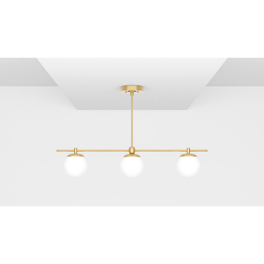 Sioux - Modern Glass Globe 3 Light Linear Chandelier